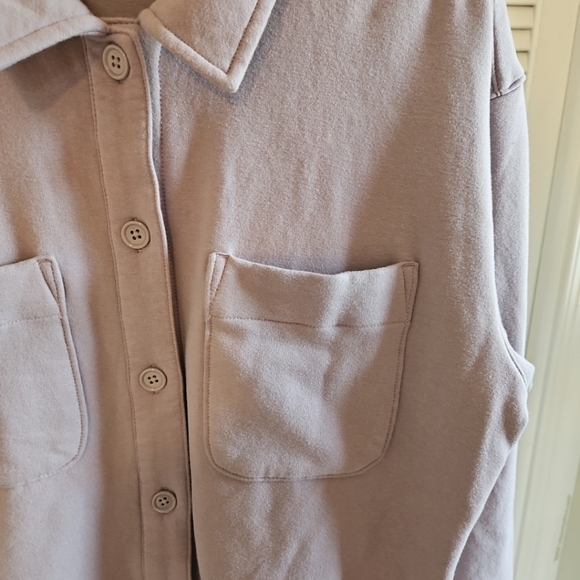 Athleta Retroplush Shirt Jacket Purple Plush Fleece Shacket Size Medium - Picture 3 of 10